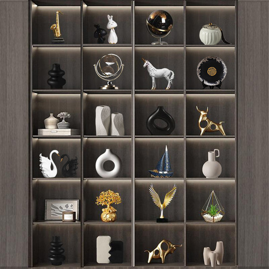 New Chinese-Style Leadership Office Decorations, Light Luxury, High-End and Elegant Tea Room Display Racks, Decorative Crafts