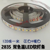 12V 2835 bare board epoxy waterproof LED light strip white warm white two-color temperature soft light strip 120 beads one meter