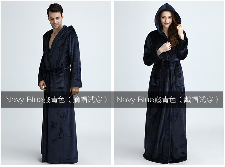 Mùa thu và mùa đông trùm đầu áo choàng nam flannel ấm đôi vợ chồng áo choàng phụ nữ dày cộng với cô dâu dài ăn mặc buổi sáng dịch vụ nhà đồ ngủ pijama