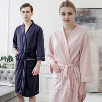 Summer thin robe mens seven-point sleeve couple quick-drying absorbent bathrobe loose plus size bathrobe womens morning robe spring and autumn