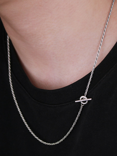 Dazhuo 925 sterling silver 2mm twist chain OT buckle necklace men and women long short clavicle chain simple plain chain wearable pendant