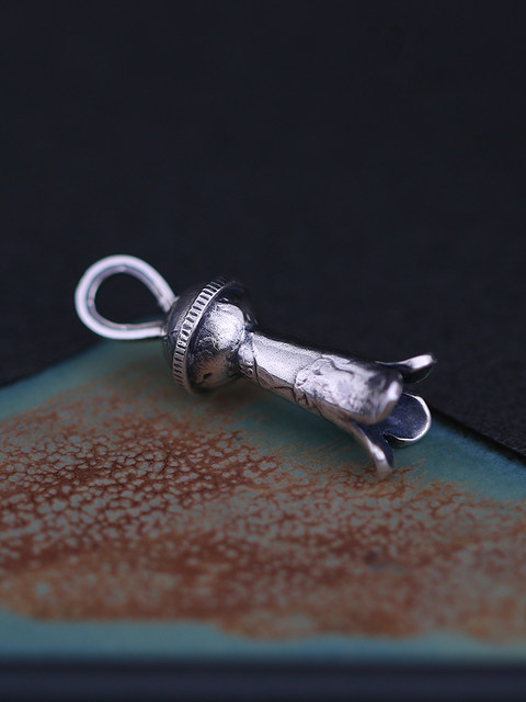 Large Mercury Silver Coin Pomegranate Flower Pendant 925 Pure Silver Handmade Coin Accessories Men's and Women's Retro Single Pendant