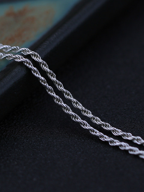 Dazhuo 925 sterling silver 2mm twist chain OT buckle necklace men and women long short clavicle chain simple plain chain wearable pendant