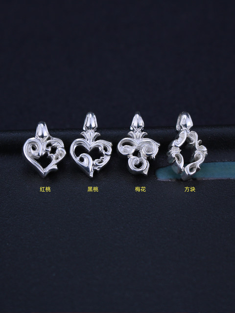 Da Zhuo Deal Design playing card square plum blossom hearts spades separate pendant 925 sterling silver men and women retro