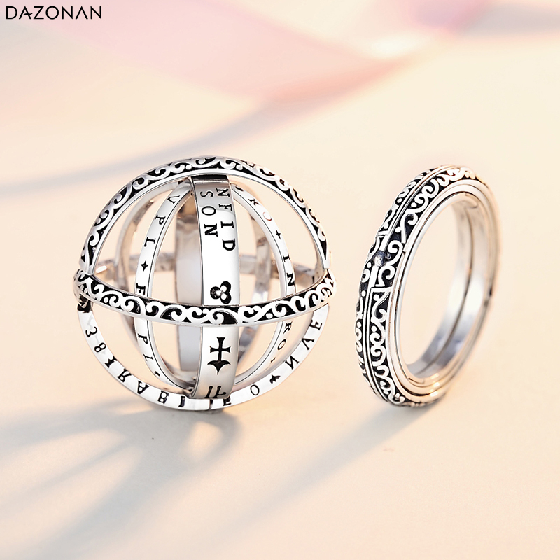 Astronomical Ball Ring Opens to Become a Cosmic Globe 925 Sterling Silver German Vintage Men's and Women's Couple's Magic Ring Necklace Astronomical Ball Ring Opens to Become a Cosmic Globe 925 Sterling Silver German Vintage Men's and Women's Couple's Magic Ring Necklace
