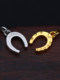 Big clumsy design solid horseshoe small pendant for men and women new s925 sterling silver retro gold-plated handmade original individual pendant