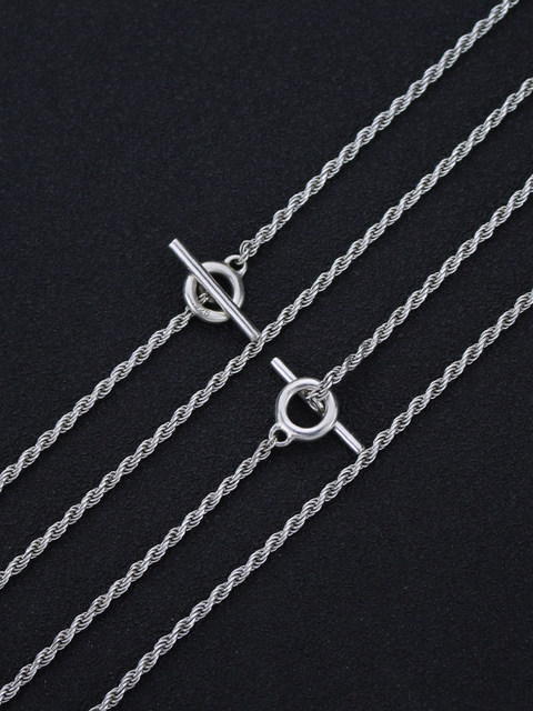 Dazhuo 925 sterling silver 2mm twist chain OT buckle necklace men and women long short clavicle chain simple plain chain wearable pendant