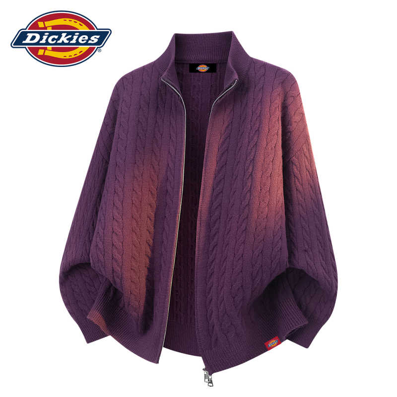 Dickies Purple Stand-Up Collar Sweater Men's Autumn and Winter 2026 New Couple Style Knitted Cardigan Jacket Top Dickies Purple Stand-Up Collar Sweater Men's Autumn and Winter 2026 New Couple Style Knitted Cardigan Jacket Top