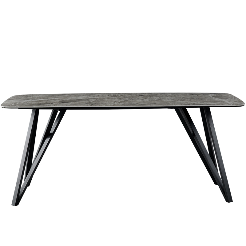 Rock plate dining table gray marble light luxury rectangular small apartment modern simple rice dining table and chair combination household