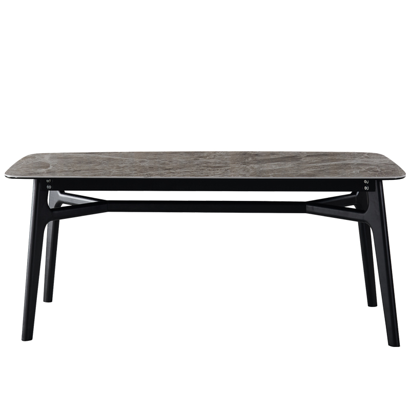 Light Extravagant Rock Plate Table Home Grey Face Small Family Type One Table Six Chairs Modern Minima Rectangular Dining Table And Chairs Combination