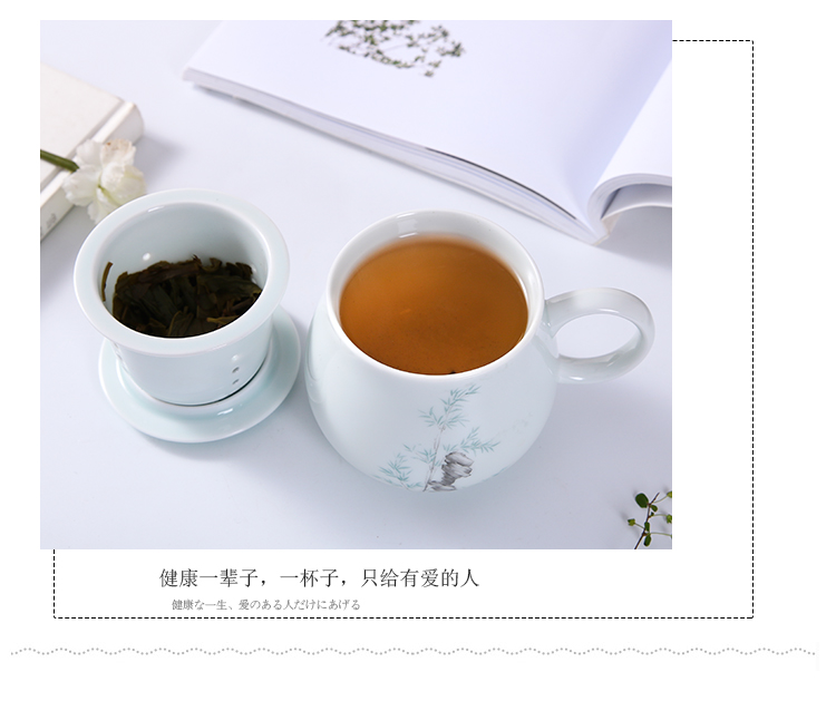 Jingdezhen ceramic cups with cover filter cup home take water cup kung fu tea cup tea cup hand - made of CPU