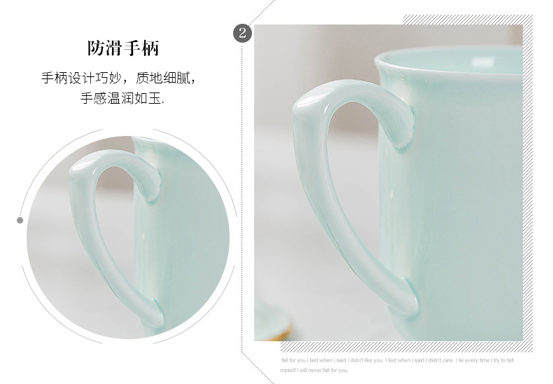 Jingdezhen ipads porcelain cup with cover blue glaze cup up phnom penh ceramic home office and meeting with water glass can be customized