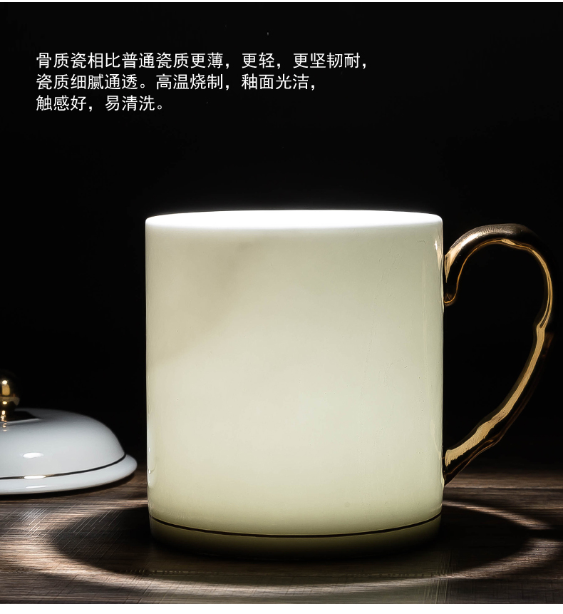 Jingdezhen ceramic cups ipads porcelain cup home office conference room paint edge glass tea cup with cover