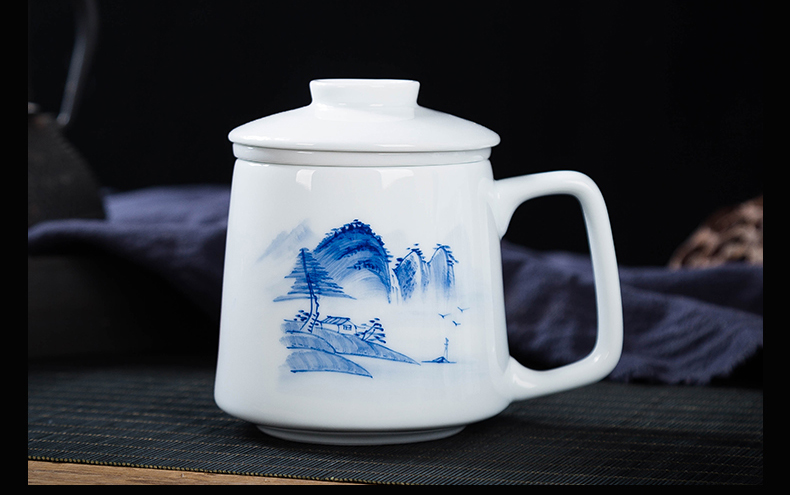 Jingdezhen hand - made belt filter ceramic cups office tea cups with cover mark cup home hand cup