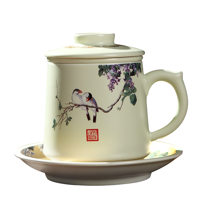 With cover to filter the tea cup home boss office water in a cup of jingdezhen ceramic tea set