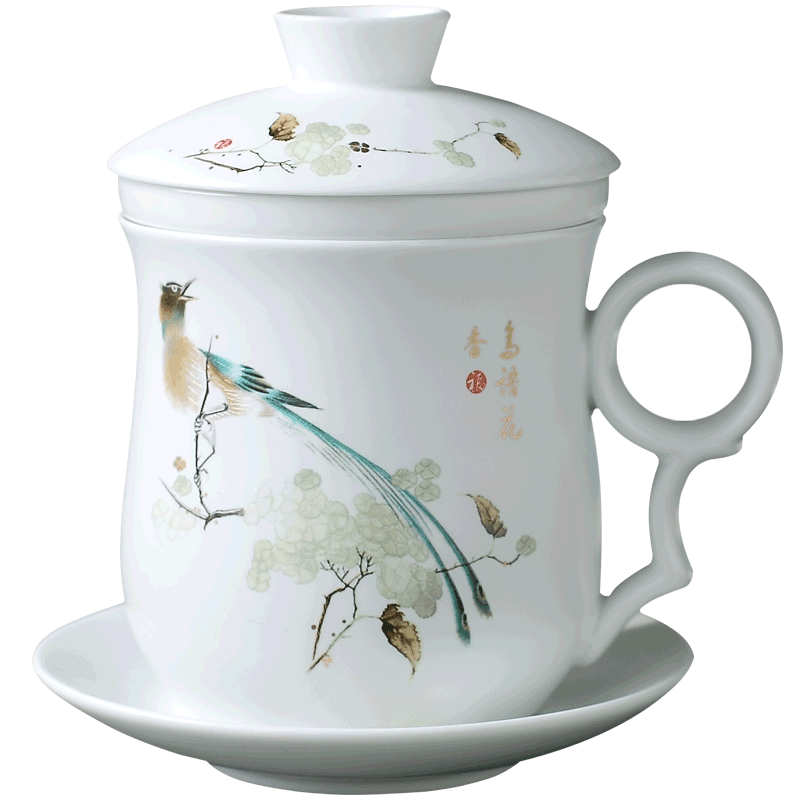 Restoring ancient ways with cover ceramic tea cup filter mark cup household glass office meeting gift