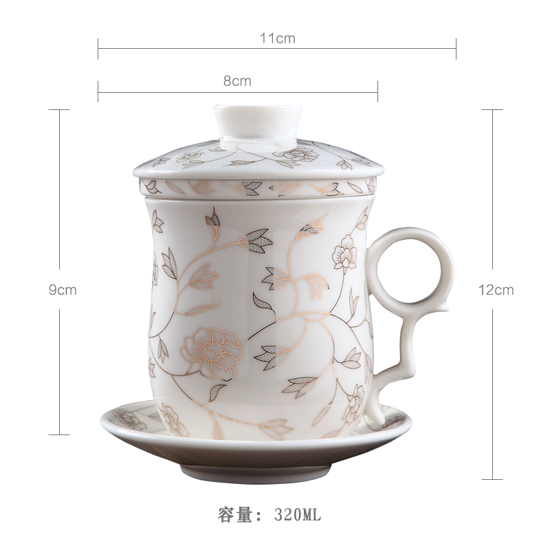 Jingdezhen ceramic filter cups with cover glass cup tea cup home office and meeting of blue and white porcelain cup