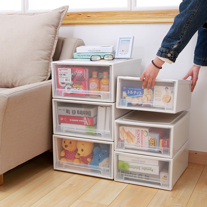 Home Wardrobe containing box clothes Quilt Finishing Box Transparent large number Plastic containing box drawer-type containing box