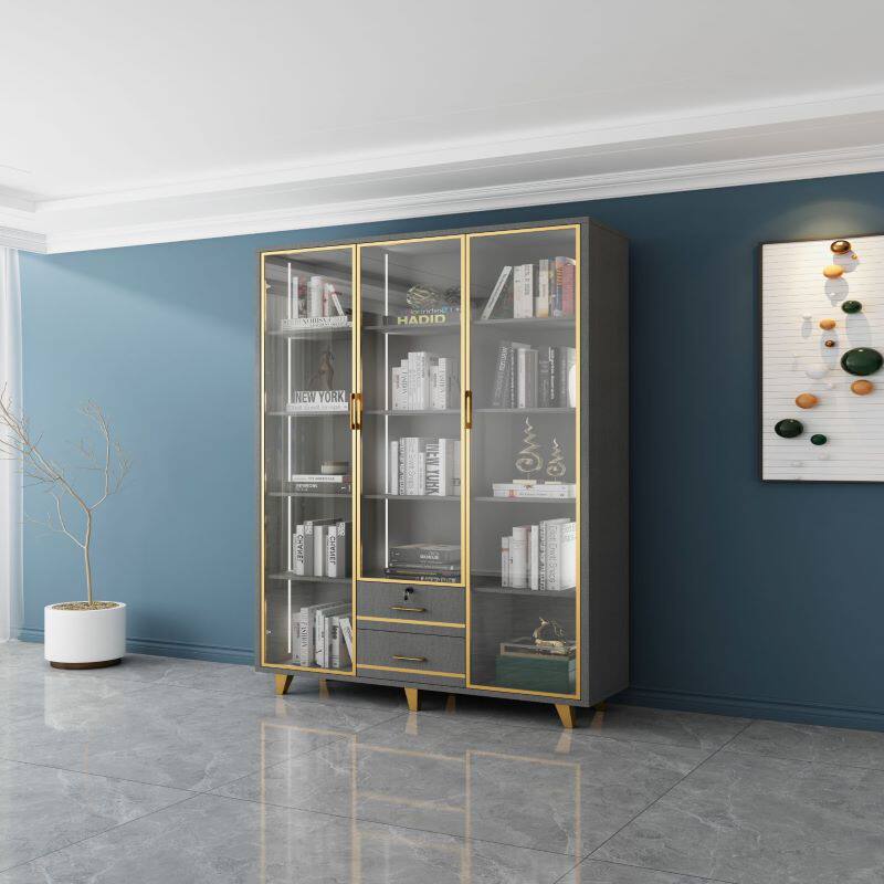Bookcase modern minimalist light extravagant and floor office cabinet Home bookcase shelf Composition with glass door containing cabinet