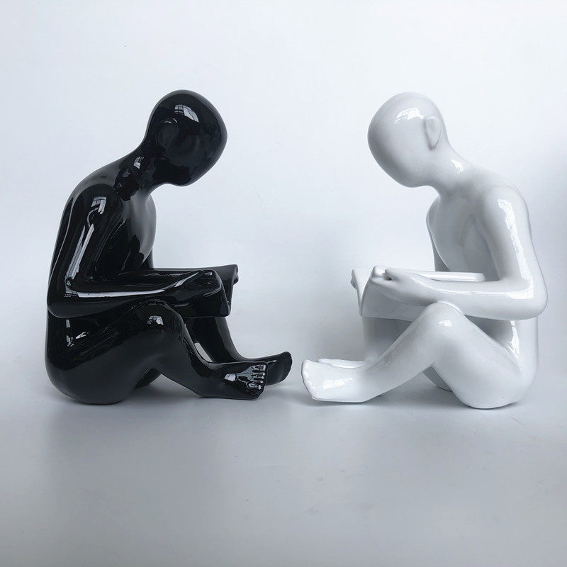 Resin handicraft ornaments reading characters home accessories bookend book by