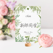 Custom wedding birthdays Mori Department Green Table Number of seats Wedding Seats Table Card Full Moon Party