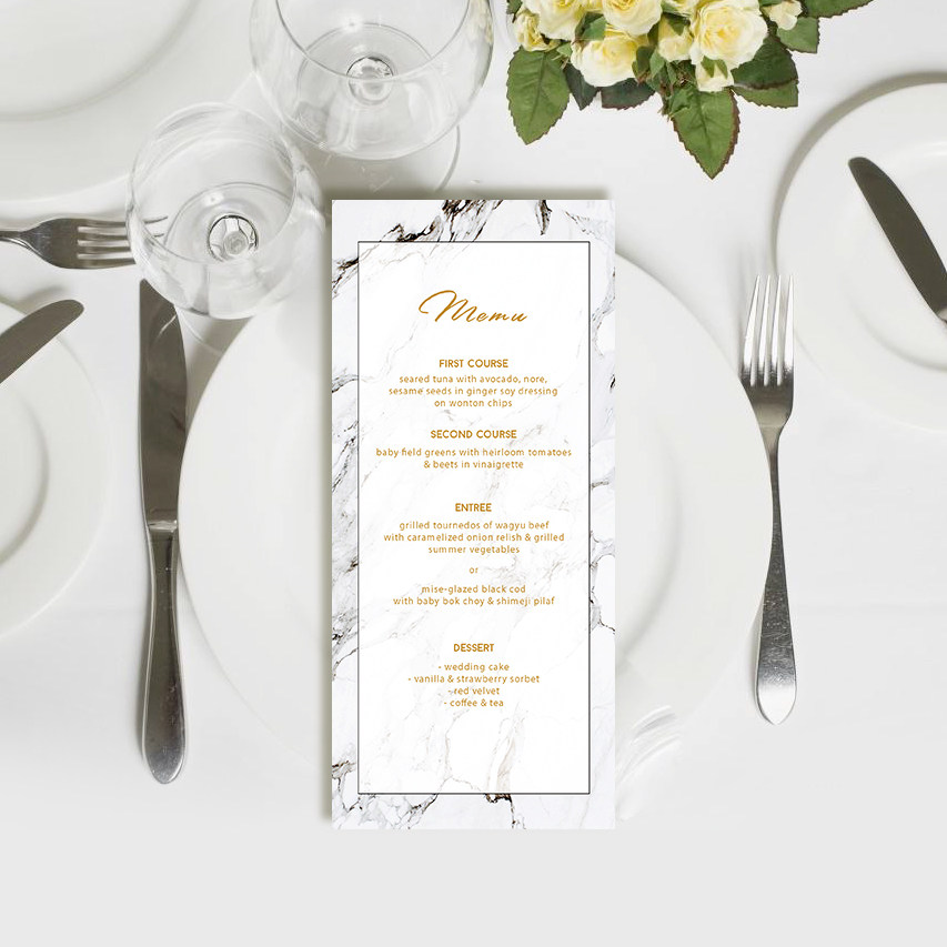 Custom Marble Menu Wedding Wedding Wine Schi Eu Style Recipes Birthday Card Meal Card Baby Banquet
