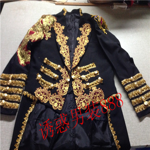 Black Magic Court Tailcoat Host Stage Tailcoat Men's Formal Wear Studio Wedding Bar Singer