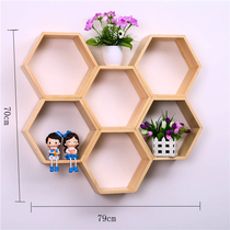 Living room bedroom fantasy maple wall shelf simple wall hanging pine wall shelf lattice furniture solid wood