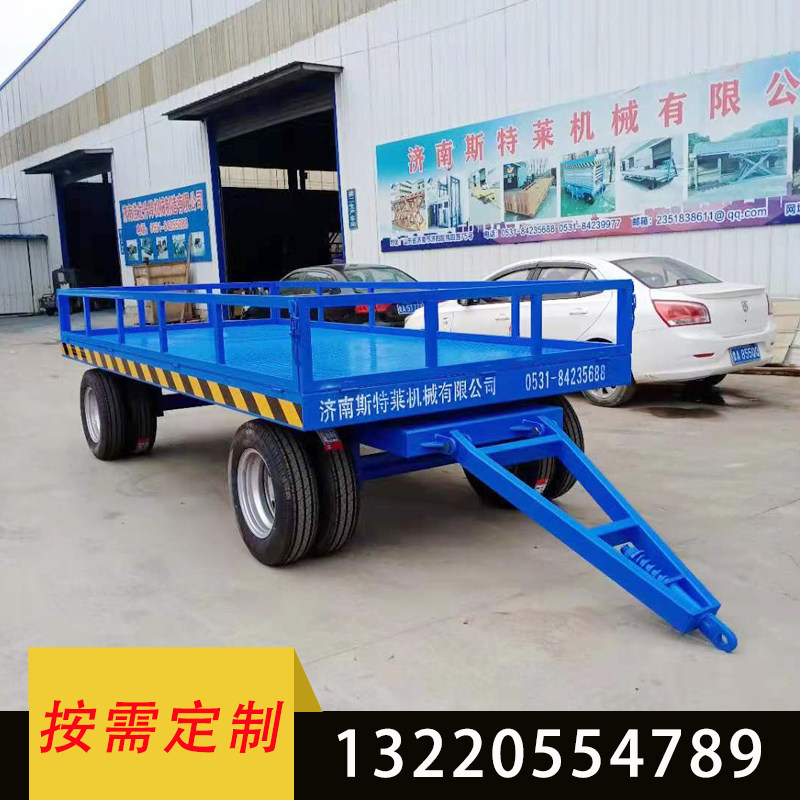 Large-tonnage forklift towing flatbed trailer factory area four-wheel steering vehicle 20 tons heavy-duty flatbed truck workshop turnover vehicle