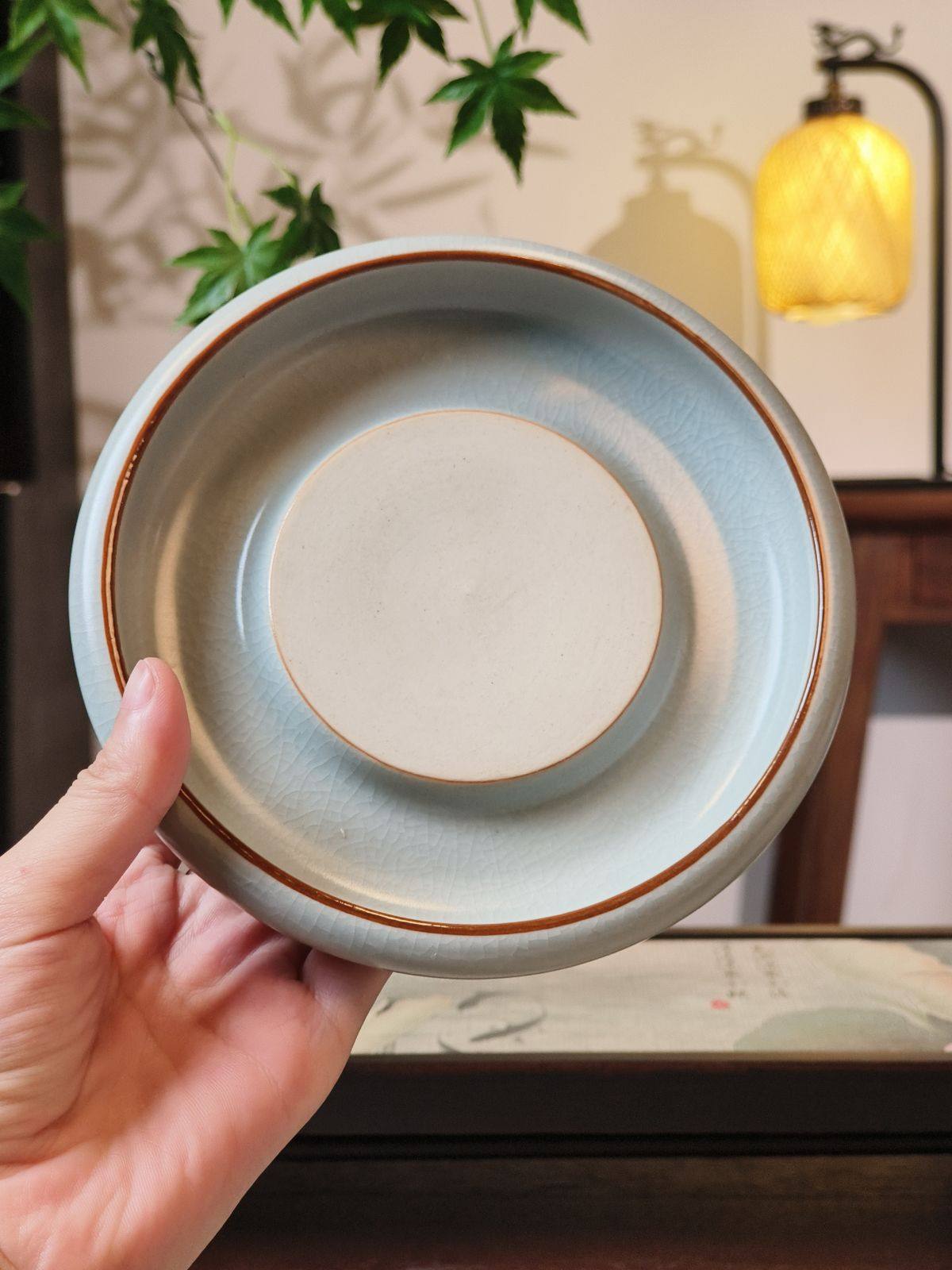 Top first sky green Ru kiln pot bearing retro tea bearing pot bearing dry foam table pot Toceramic utiliturian tea with small number of tea tray-Taobao