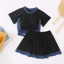 Split swimsuit female summer lotus leaf dress style display slim cover 2021 new student girls day department conservative small chest spa