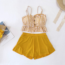 Sweet Beauty Swimsuit Woman Cute Teen Conservative Students Ins Split Flat Angle Pants Slim Fit Slim Sub Spa Swimsuit