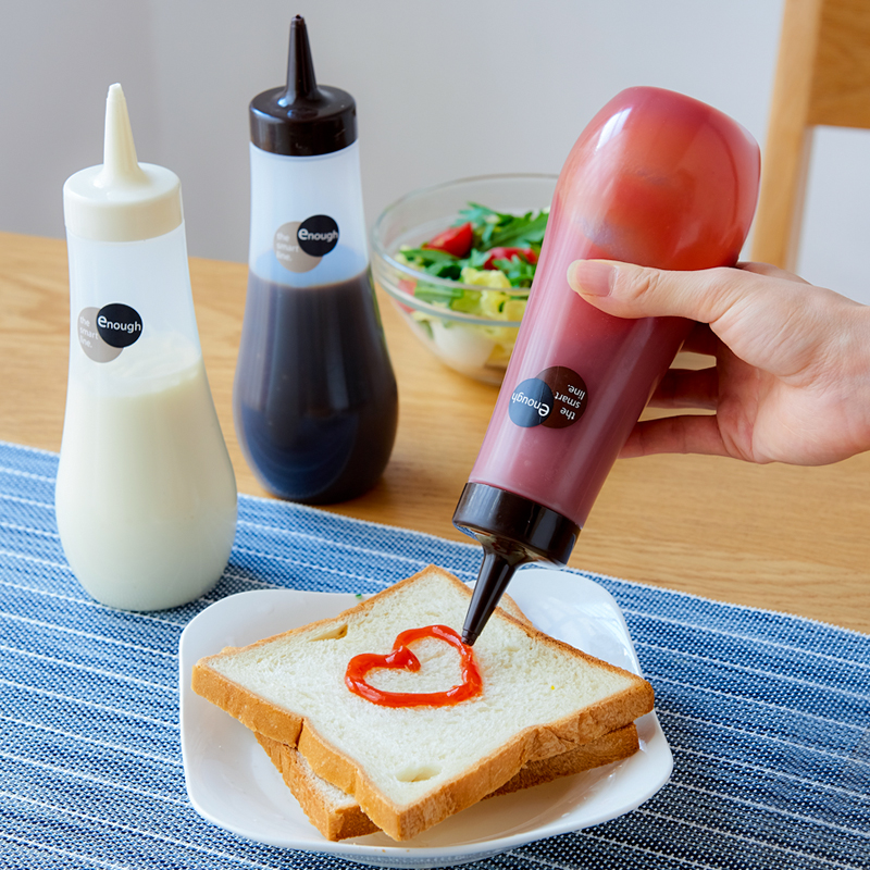 Japan Imported Kitchen Squeeze Sauce Bottle Transparent Sharp Mouth Bottle Ketchup Honey Cream Salad Sauce Squeeze Bottle Sauce Bottle