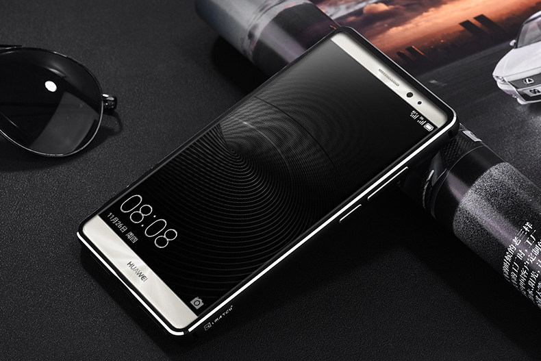 iMatch Luxury Aluminum Metal Bumper Premium Genuine Leather Back Cover Case for Huawei Mate 8