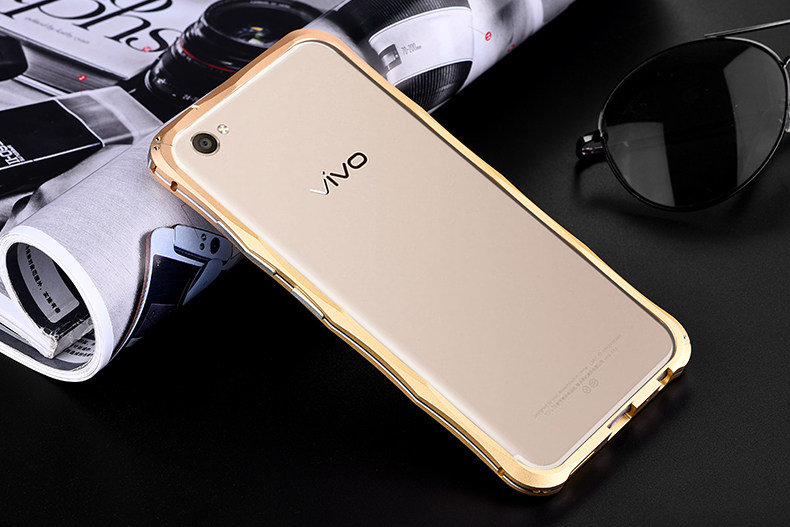 iMatch Slim Light Aluminum Metal Shockproof Bumper with Kickstand for vivo X9