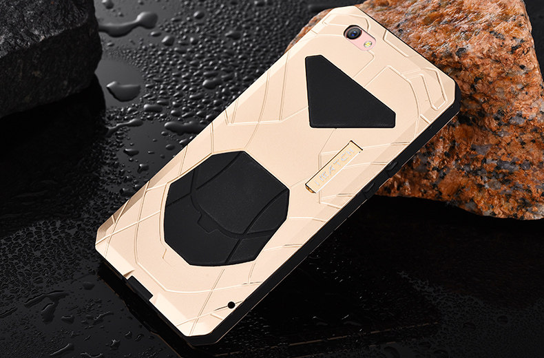 iMatch Water Resistant Shockproof Dust/Dirt/Snow-Proof Aluminum Glass Metal Military Heavy Duty Case Cover for OPPO R9s