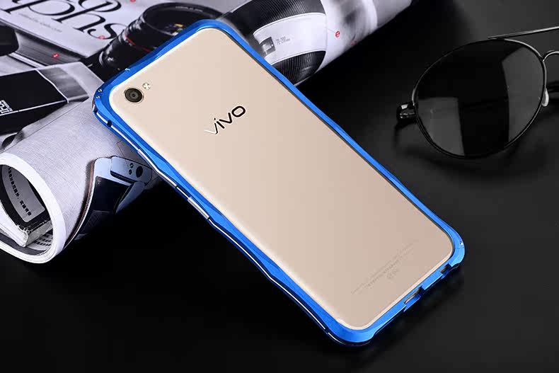 iMatch Slim Light Aluminum Metal Shockproof Bumper with Kickstand for vivo X9
