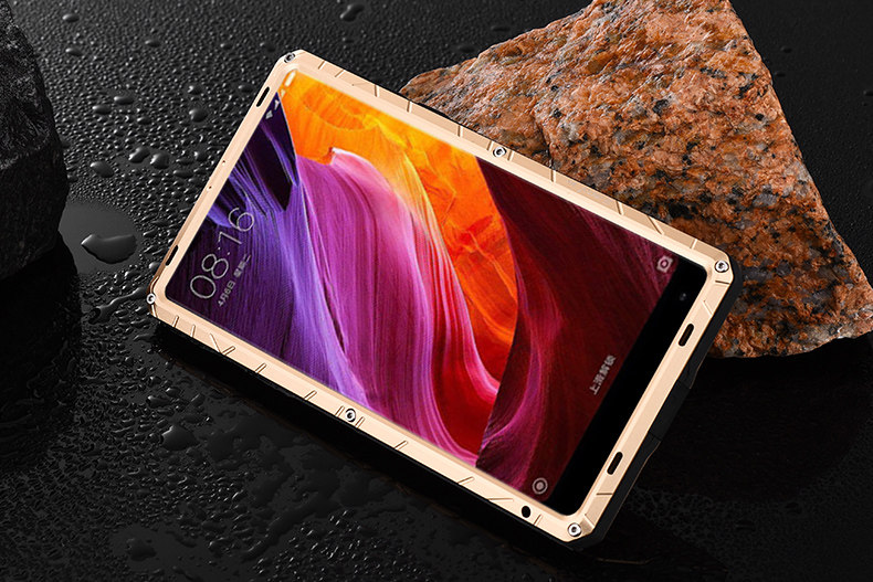 iMatch Water Resistant Shockproof Dust/Dirt/Snow-Proof Aluminum Glass Metal Military Heavy Duty Case Cover for Xiaomi Mi MIX