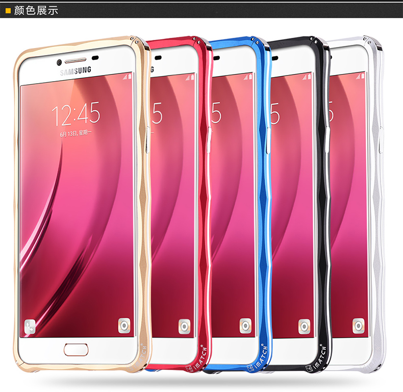 iMatch Slim Light Aluminum Metal Shockproof Bumper with Kickstand for Samsung Galaxy C7 C7000 & C5 C5000