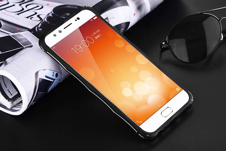iMatch Slim Light Aluminum Metal Shockproof Bumper with Kickstand for vivo X9