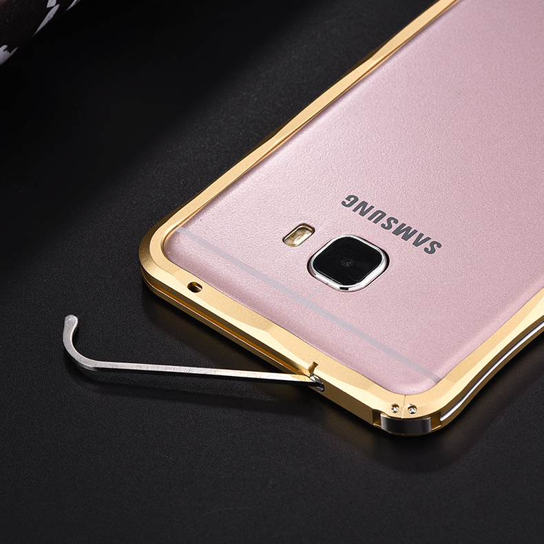 iMatch Slim Light Aluminum Metal Shockproof Bumper with Kickstand for Samsung Galaxy C7 C7000 & C5 C5000