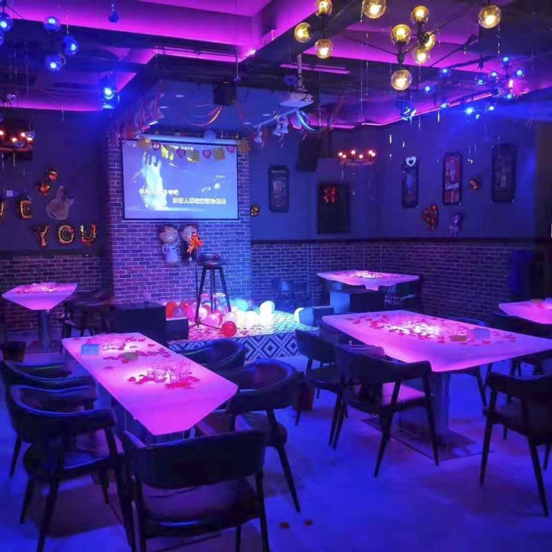 Stainless steel KTV rectangular table outdoor indoor cafe luminous bar tables and chairs waterproof clear bar card seat scattered table