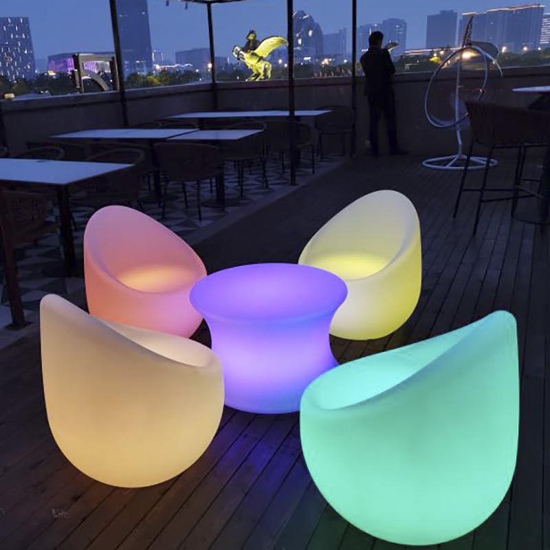 New product led luminous sofa outdoor bar ktv creative table and chair combination clear bar leisure back chair round stool