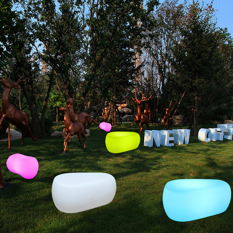 LED Luminous Stone Bench Outdoor Waterproof Square Park Beauty Chen Goose Pebble Emulation Leisure Chair Landscape Sitting-Taobao