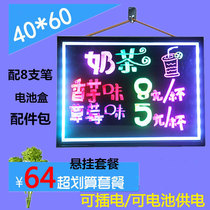 LED electronic fluorescent board Hanging silver luminous blackboard 40 60 fluorescent screen billboard luminous handwriting board message