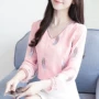 Áo voan nữ tay dài mùa thu 2018 mới sóng Hàn Quốc phiên bản áo sơ mi ren nữ mùa thu hoang dã áo ký giả nữ