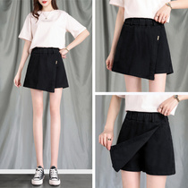 Black denim pants skirt womens high waist slim loose 2021 new summer thin skirt a-shaped shorts tide