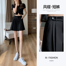 Black shorts womens summer wide-legged thin 2021 new casual Korean version Joker loose a-shaped suit hot pants