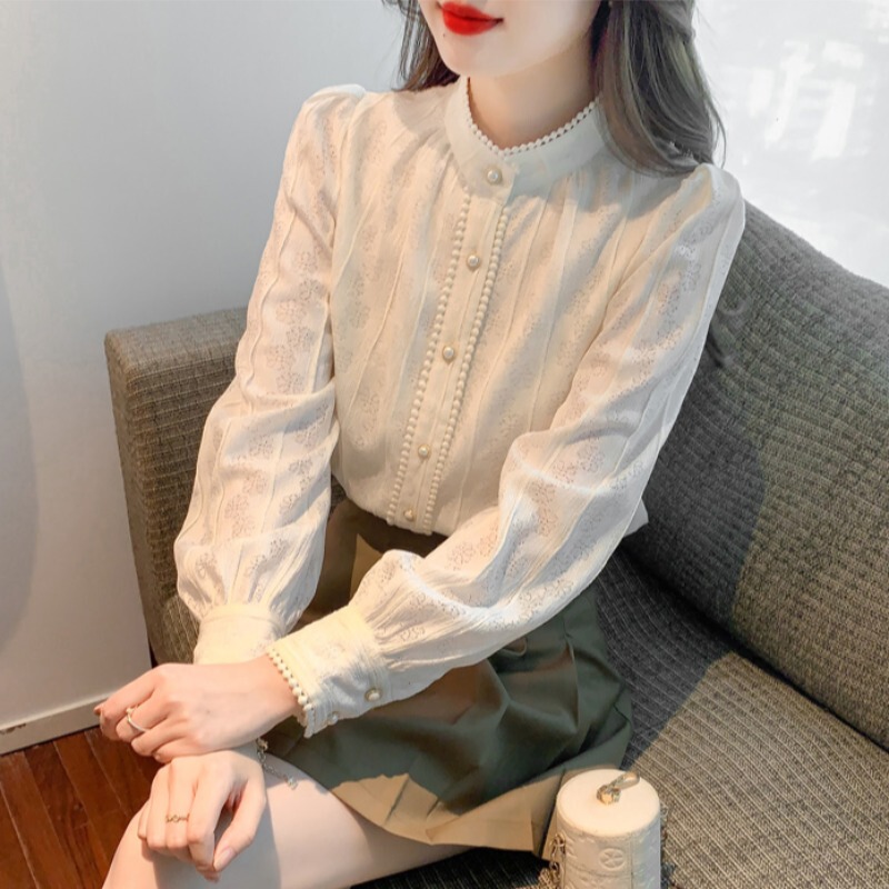 Half-High Collar Lace Base Shirt for Women, Spring and Autumn Style, 2026 Autumn and Winter New Trendy Youthful Top for Layering Half-High Collar Lace Base Shirt for Women, Spring and Autumn Style, 2026 Autumn and Winter New Trendy Youthful Top for Layering