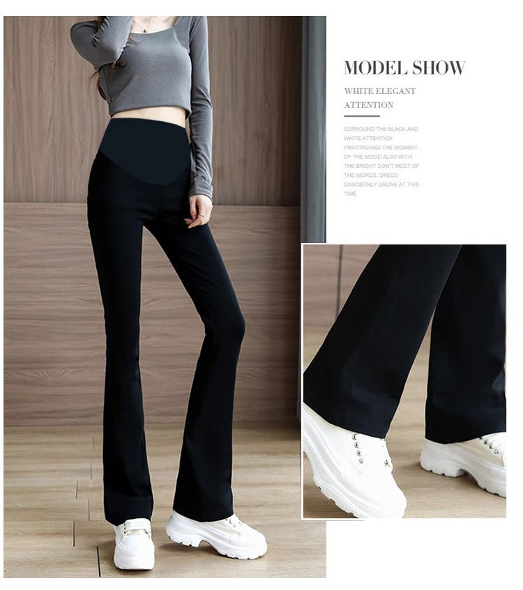 Spring and Autumn Elastic Slimming and Velvet Padded Black Pregnant Women's Pants — 17